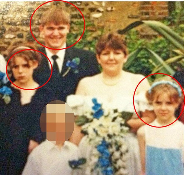 Hai chị em ruột Justyne và Leanne trong đám cưới của mẹ với cha dượng.