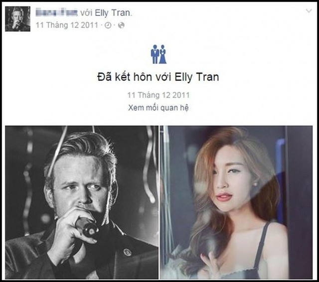 D.F cập nhật trạng thái đã kết hôn với Elly Trần.