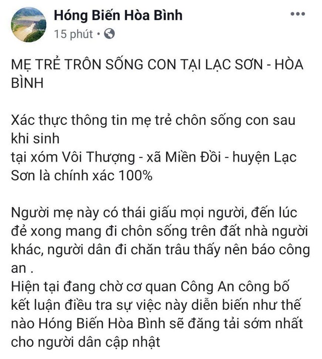 Người đăng tin bịa đặt “mẹ chôn sống con” ở Hòa Bình có bị xử lý hình sự? - Ảnh 1.