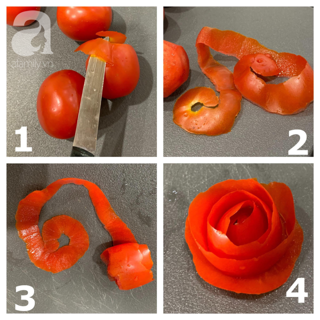2 cách tạo hình hoa hồng từ cà chua dễ không tưởng - Ảnh 2.