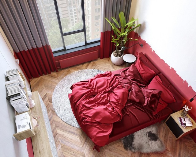 Phòng ngủ màu đỏ dành cho người năng động - Ảnh 2.