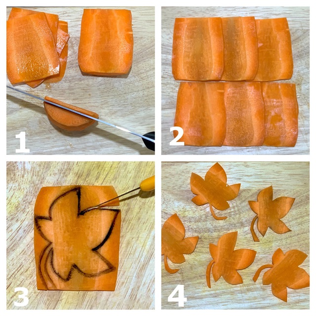 Học ngay cách cắt tỉa cà rốt thành lá phong trang trí đĩa ăn thật đẹp và lãng mạn - Ảnh 3.