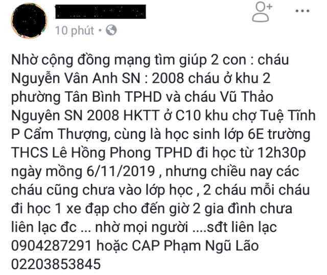 Hải Dương: Hai nữ sinh lớp 6 mất tích khi đến trường - Ảnh 1.