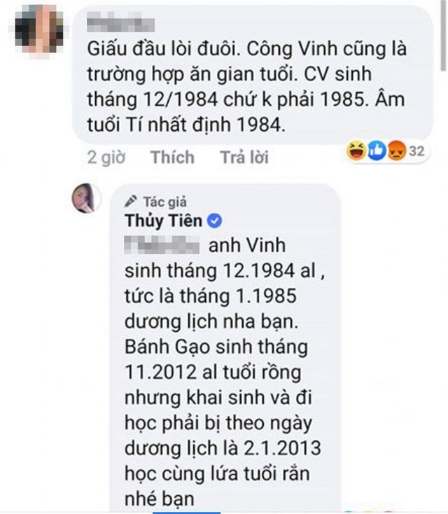 Công Vinh bị cư dân mạng mỉa mai chuyện khai gian tuổi, Thủy Tiên đáp trả cực gắt - Ảnh 1.