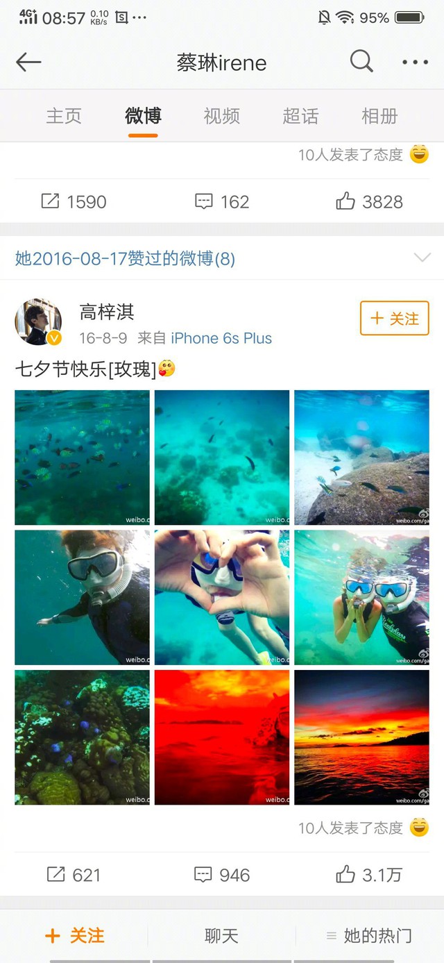 Hoạt động gần nhất còn sót lại trên weibo của Chae Rim là nút like dành cho ông xã vào năm 2016