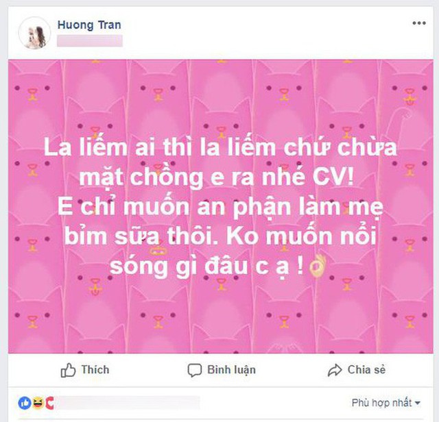 Hương Trần công khai dằn mặt Quế Vân trên trang cá nhân