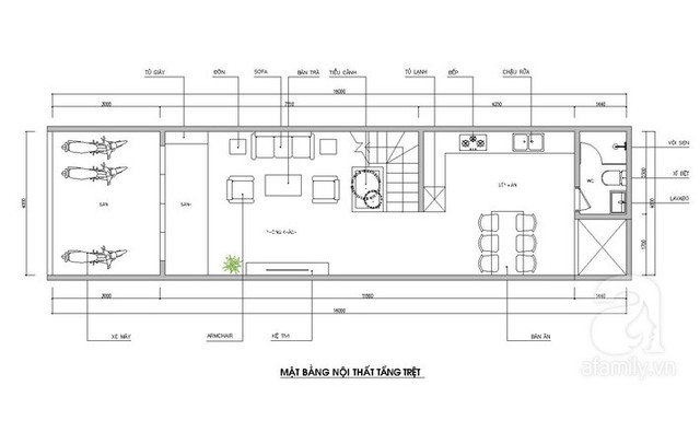 
Mặt bằng tư vấn nội thất tầng trệt.
