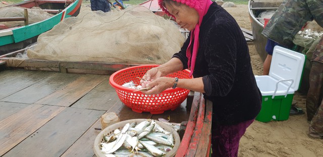 
Nhiều khách hàng ra tận biển chọn cá để mua.

