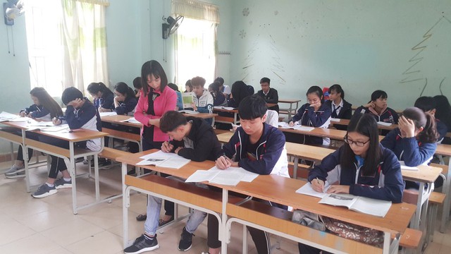 Trong buổi học sáng nay (1/4), đã có 548/569 học sinh trường THPT Tiên Yên quay trở lại lớp học. Ảnh: N.Thơm