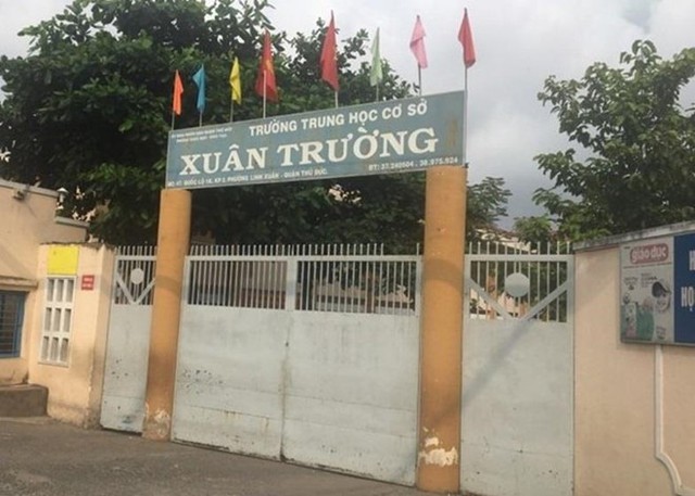 Trường THCS Xu&acirc;n Trường - nơi xảy ra vụ việc. Ảnh: M.N.