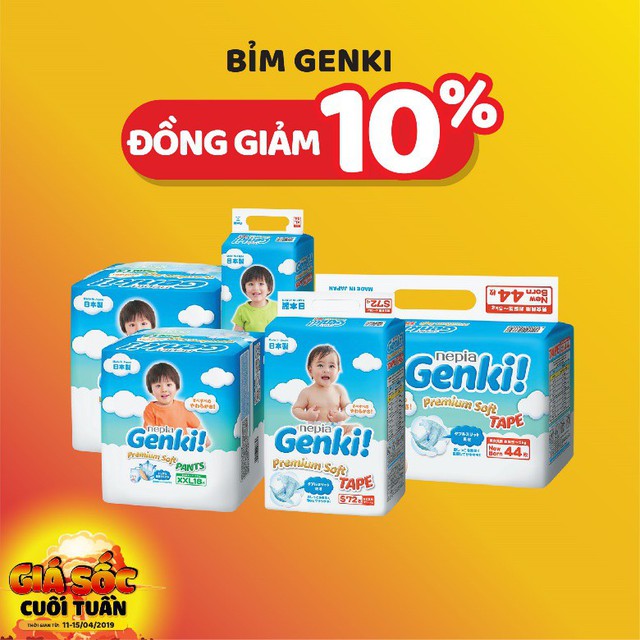 Bỉm Genki đồng giảm 10%