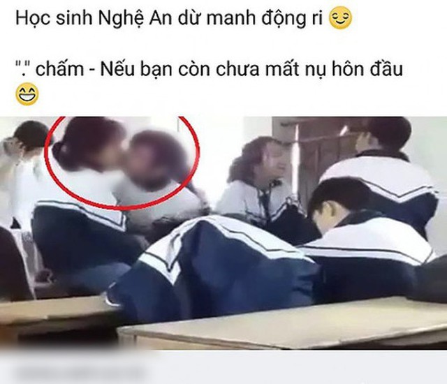 
Clip ghi lại cảnh nữ sinh L. hôn bạn trai bị phát tán trên MXH.
