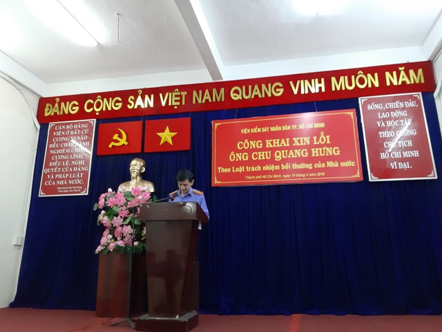 VKSND TP.HCM gửi đến ông Hưng lời xin lỗi chân thành, mong ông và gia đình chấp nhận lời xin lỗi 