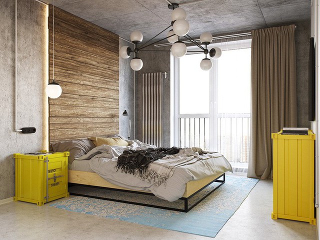 
Đập vào mắt người nhìn đầu tiên chính là những đồ nội thất màu vàng bắt mắt. Thiết kế phòng ngủ này lấy sự đơn giản là điểm mạnh.
