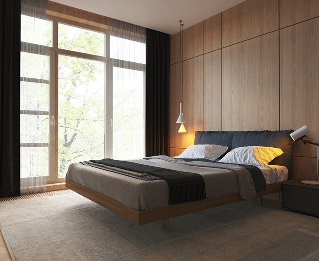 
Phòng ngủ này có phong cách mạnh mẽ từ chất liệu mịn và mềm ở giường ngủ. Nó cho người sử dụng cảm giác ấm áp và tối giản.
