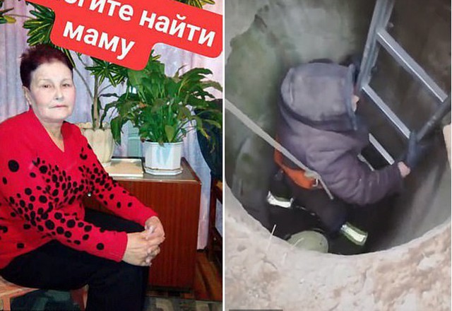 Bà Lenura (67 tuổi) bị ngã xuống cống sâu 4 m ở thành phố Dnipro, Ukraine, tuần trước. Ảnh: FB.
