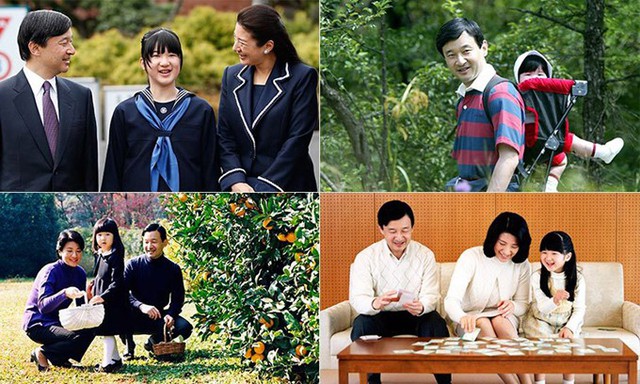 Thái tử Naruhito bên vợ và con gái qua các năm. Ảnh: Japan Times.