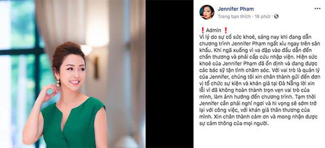 Thông báo trên trang cá nhân của Jennifer Phạm.