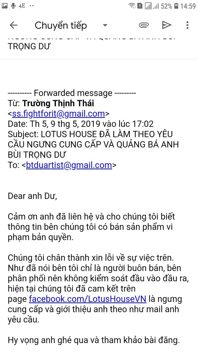 Áo dài Lutus - Lutus House xin lỗi họa sĩ Dư qua email