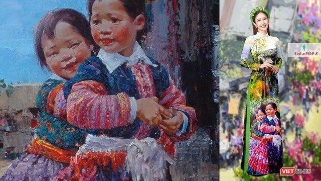 
Tác phẩm của họa sĩ Ngụy Đình Hà bị in lên áo dài của Công ty Phương Mai
