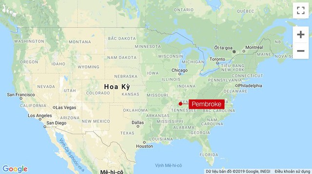 Nạn nhân Calvin Phillips được tìm thấy bị bắn chết tại Pembroke, Kentucky vào ngày 18/11/2015. Ảnh: Google Map.