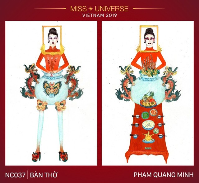 Tác phẩm Bàn thờ của thí sinh Phạm Quang Minh tại cuộc thi Tuyển chọn trang phục dân tộc cho Hoàng Thùy tham dự Miss Universe 2019.