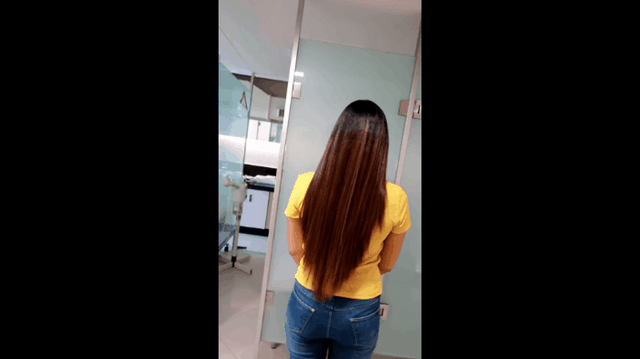 Mái tóc sau khi thực hiện liệu trình phủ keratin.