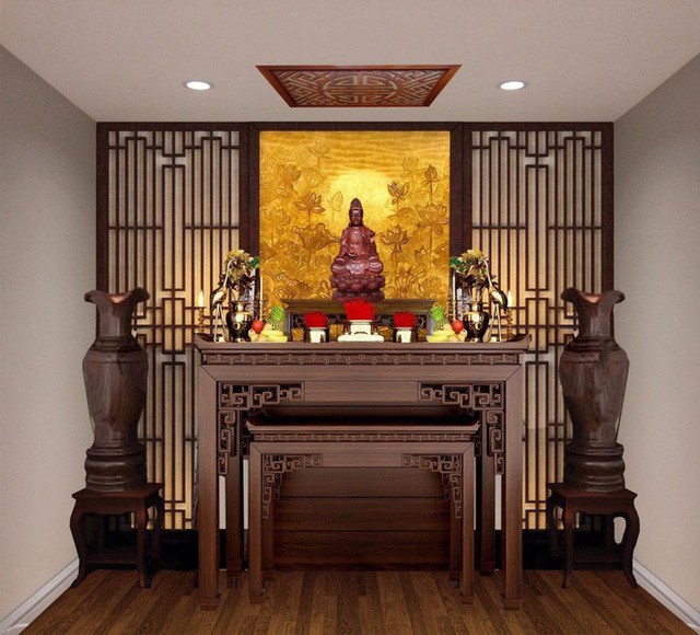 
Phòng thờ hiện đại, trang nghiêm.
