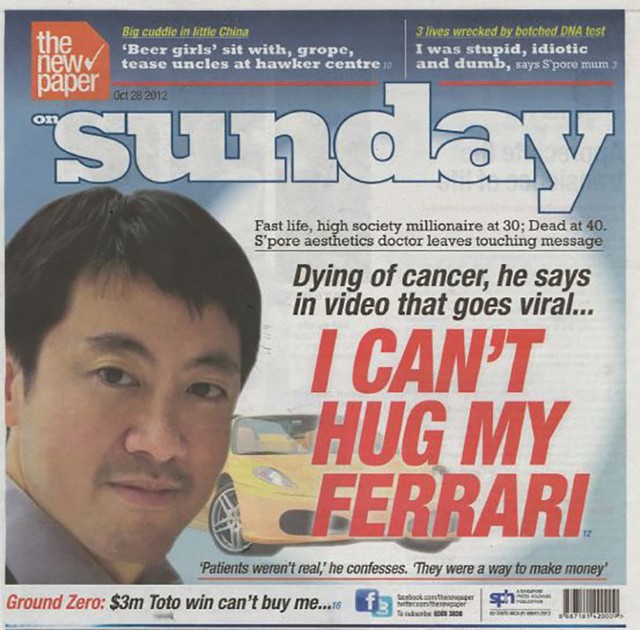 Richard Teo xuất hiện trên bìa báo địa phương: Tôi không thể ôm lấy chiếc Ferrari của mình