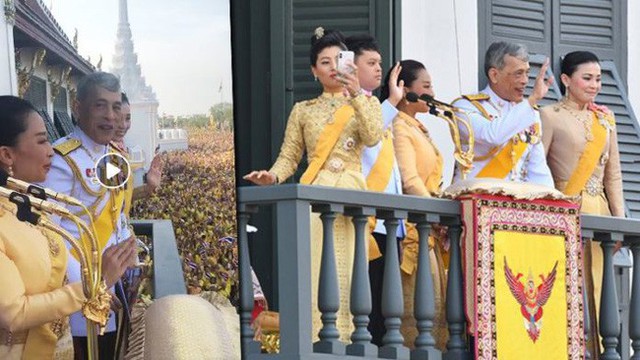 Công chúa còn thoải mái selfie, quay video khi vua cha ra mắt dân chúng.
