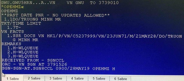 Theo dữ liệu lưu trên hệ thống, vị khách đặc biệt khiến hơn 200 người trên chuyến bay VN31 phải chờ đợi là Do Truong Minh - một doanh nhân và đi ghế thương gia.