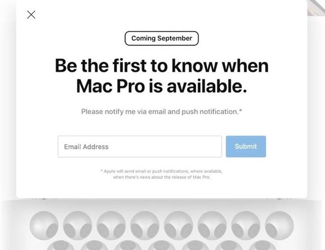 
Dòng thông báo được cho là thời điểm phát hành Mac Pro trên trang chủ Apple. Ảnh: Justin Jaffe/CNET.
