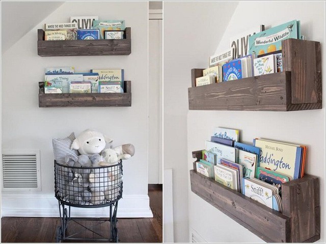 
5. Làm kệ bằng gỗ để lưu trữ sách trong phòng con bạn.
