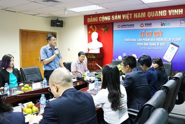 Ông Dương Trọng Chữ, Giám đốc Khối Ngân hàng số LienVietPostBnak phát biểu tại buổi lễ