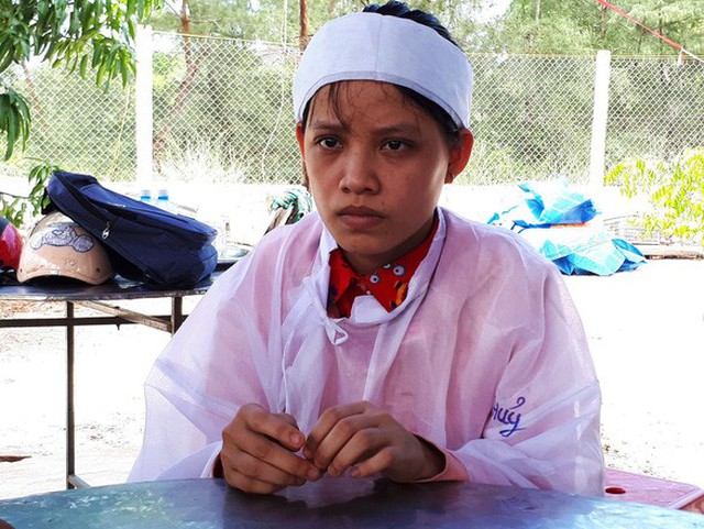 Thủy tại đ&aacute;m tang của ba năm 2018 - Ảnh: L&Ecirc; TRUNG
