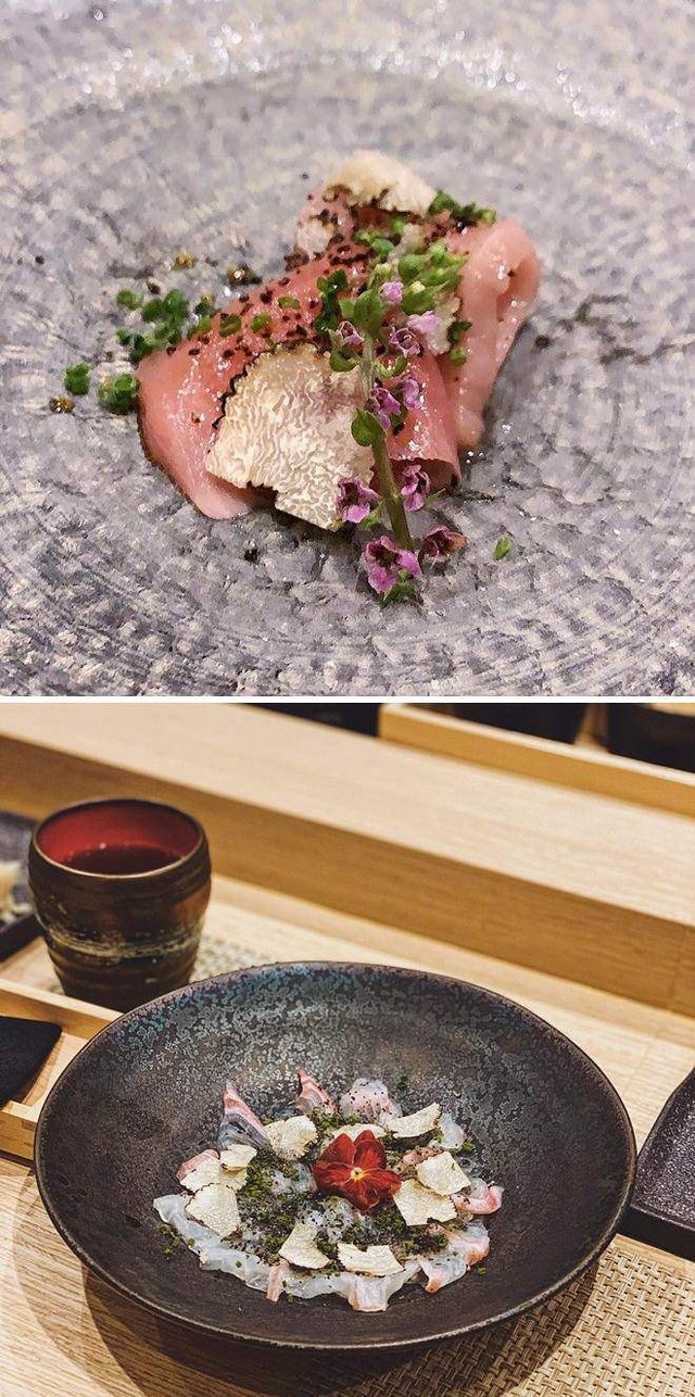 Trong hình là món ăn Nhật được trang trí đẹp mắt tại một nhà hàng ở Singapore mà Quang Vinh được thưởng thức.