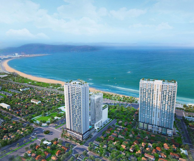 Quy Nhon Melody gồm 2 block cao 35 tầng, sở hữu 3 mặt tiền đường Nguyễn Trung Tín – Chương Dương – An Dương Vương.