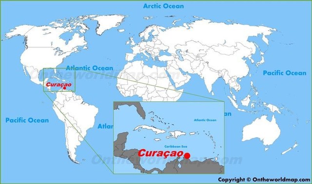 Vị trí của Curacao trên bản đồ thế giới.