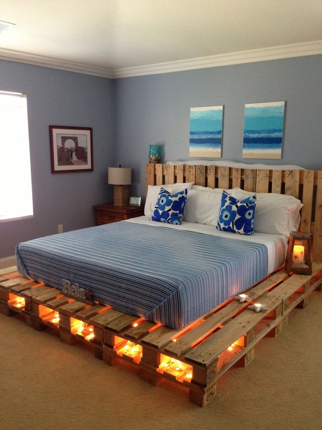 Kiểu giường pallet mang đến không gian căn phòng cảm giác thanh bình và đôi chút biếng nhác.