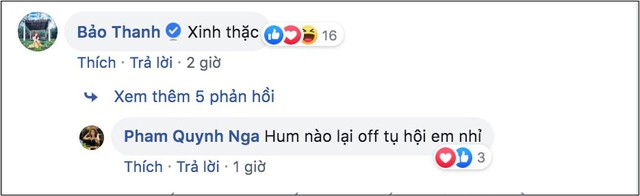 
Quỳnh Nga vừa đăng ảnh xinh đẹp, Bảo Thanh đã lập tức để lại bình luận khen xinh đầy thân thiết.
