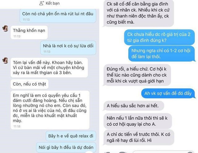 1 bên là bồ tâm sự đòi đám cưới đàng hoàng, 1 bên là chồng hứa hẹn, nói về triết lý gia đình
