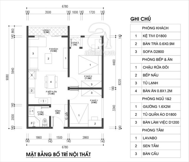 Thiết kế căn hộ 54m² 2 phòng ngủ đẹp hiện đại với tổng chi phí chưa đến 180 triệu đồng - Ảnh 1.