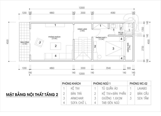 Thiết kế nhà ống 3 tầng có diện tích 162m² với tổng chi phí 1 tỷ đồng - Ảnh 2.