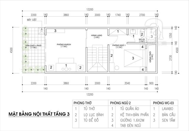 Thiết kế nhà ống 3 tầng có diện tích 162m² với tổng chi phí 1 tỷ đồng - Ảnh 3.