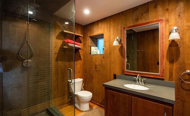 Độc đáo phòng tắm cổ điển với tường gỗ, sàn tre trong biệt thự Người khổng lồ xanh đầu tiên - Ảnh 8.