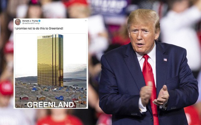 Đăng tấm hình tòa tháp vàng siêu to khổng lồ ở Greenland, ông Trump lại gây bất ngờ với lời hứa mới - Ảnh 1.