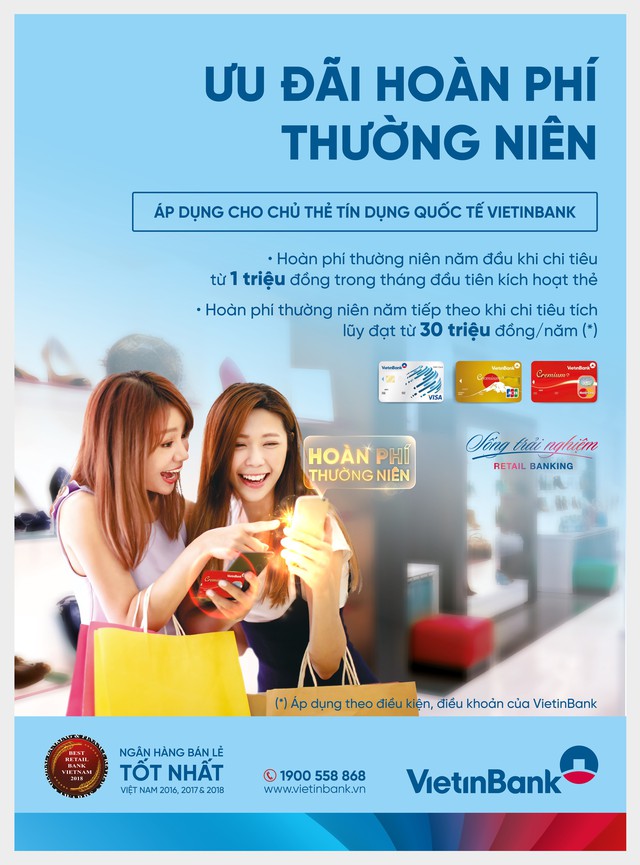 Ưu đãi hoàn phí thường niên cho chủ thẻ tín dụng quốc tế VietinBank - Ảnh 1.