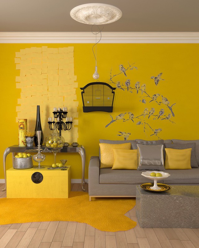 Phòng khách sang chảnh khi sử dụng có nội thất màu vàng - Ảnh 11.