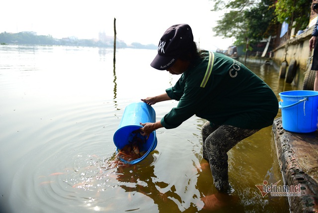 Né quân chích điện, thuê ghe ra giữa sông thả tạ cá ngày ông Công ông Táo - Ảnh 14.