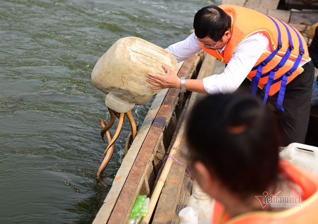 Né quân chích điện, thuê ghe ra giữa sông thả tạ cá ngày ông Công ông Táo - Ảnh 9.